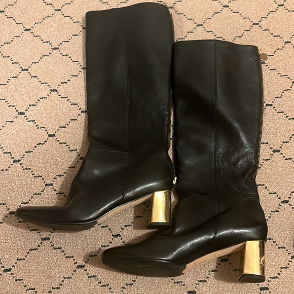 Kate spade black knee high booths with gold heels - Picture 7 of 10